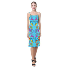 Load image into Gallery viewer, Geometric Floral Winter-Sky Blue Alcestis Slip Dress (Model D05) Alcestis Slip Dress (D05) e-joyer 
