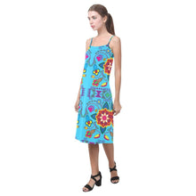 Load image into Gallery viewer, Geometric Floral Winter-Sky Blue Alcestis Slip Dress (Model D05) Alcestis Slip Dress (D05) e-joyer 
