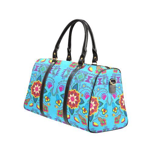 Geometric Floral Winter-Sky Blue New Waterproof Travel Bag/Large (Model 1639) Waterproof Travel Bags (1639) e-joyer 