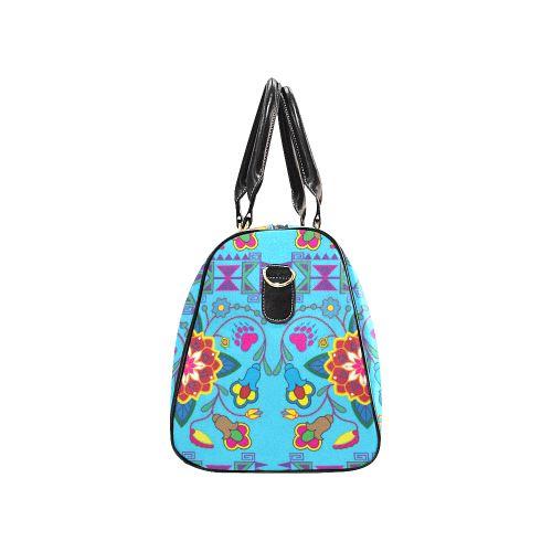 Geometric Floral Winter-Sky Blue New Waterproof Travel Bag/Large (Model 1639) Waterproof Travel Bags (1639) e-joyer 