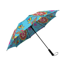 Load image into Gallery viewer, Geometric Floral Winter-Sky Blue Semi-Automatic Foldable Umbrella Semi-Automatic Foldable Umbrella e-joyer 
