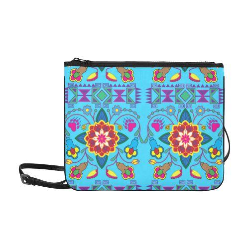 Geometric Floral Winter-Sky Blue Slim Clutch Bag (Model 1668) Slim Clutch Bags (1668) e-joyer 