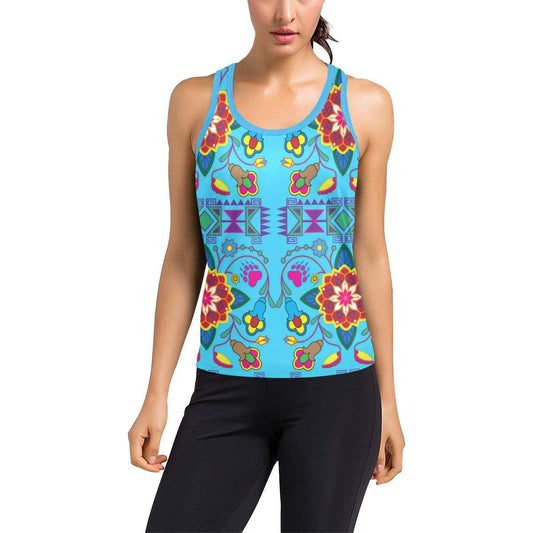 Geometric Floral Winter - Sky Blue Women's Racerback Tank Top (Model T60) Racerback Tank Top (T60) e-joyer 