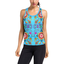 Load image into Gallery viewer, Geometric Floral Winter - Sky Blue Women&#39;s Racerback Tank Top (Model T60) Racerback Tank Top (T60) e-joyer 
