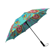 Load image into Gallery viewer, Geometric Floral Winter-Sky Semi-Automatic Foldable Umbrella Semi-Automatic Foldable Umbrella e-joyer 
