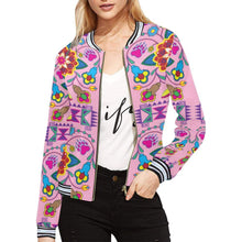 Load image into Gallery viewer, Geometric Floral Winter - Sunset All Over Print Bomber Jacket for Women (Model H21) All Over Print Bomber Jacket for Women (H21) e-joyer 
