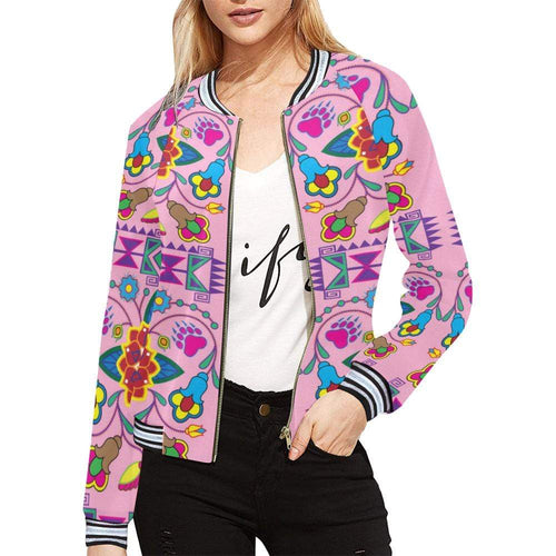 Geometric Floral Winter - Sunset All Over Print Bomber Jacket for Women (Model H21) All Over Print Bomber Jacket for Women (H21) e-joyer 