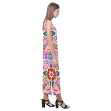 Load image into Gallery viewer, Geometric Floral Winter - Sunset Phaedra Sleeveless Open Fork Long Dress (Model D08) Phaedra Sleeveless Open Fork Long Dress (D08) e-joyer 
