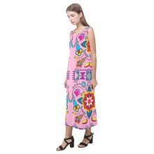 Load image into Gallery viewer, Geometric Floral Winter - Sunset Phaedra Sleeveless Open Fork Long Dress (Model D08) Phaedra Sleeveless Open Fork Long Dress (D08) e-joyer 
