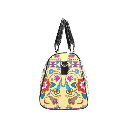 Geometric Floral Winter-Vanilla New Waterproof Travel Bag/Large (Model 1639) Waterproof Travel Bags (1639) e-joyer 