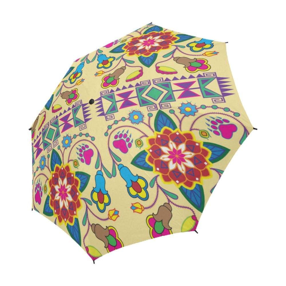 Geometric Floral Winter-Vanilla Semi-Automatic Foldable Umbrella Semi-Automatic Foldable Umbrella e-joyer 