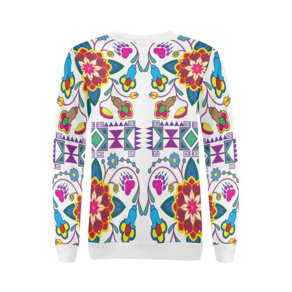 Geometric Floral Winter-White All Over Print Crewneck Sweatshirt for Women (Model H18) Crewneck Sweatshirt for Women (H18) e-joyer 