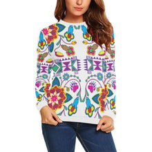 Load image into Gallery viewer, Geometric Floral Winter-White All Over Print Crewneck Sweatshirt for Women (Model H18) Crewneck Sweatshirt for Women (H18) e-joyer 
