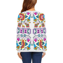 Load image into Gallery viewer, Geometric Floral Winter-White All Over Print Crewneck Sweatshirt for Women (Model H18) Crewneck Sweatshirt for Women (H18) e-joyer 
