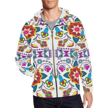 Load image into Gallery viewer, Geometric Floral Winter-White All Over Print Full Zip Hoodie for Men (Model H14) All Over Print Full Zip Hoodie for Men (H14) e-joyer 
