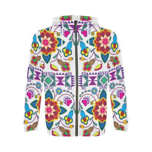Geometric Floral Winter-White All Over Print Full Zip Hoodie for Men (Model H14) All Over Print Full Zip Hoodie for Men (H14) e-joyer 