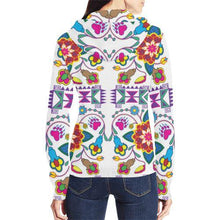 Load image into Gallery viewer, Geometric Floral Winter-White All Over Print Full Zip Hoodie for Women (Model H14) All Over Print Full Zip Hoodie for Women (H14) e-joyer 
