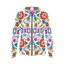 Load image into Gallery viewer, Geometric Floral Winter-White All Over Print Full Zip Hoodie for Women (Model H14) All Over Print Full Zip Hoodie for Women (H14) e-joyer 
