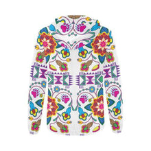 Load image into Gallery viewer, Geometric Floral Winter-White All Over Print Full Zip Hoodie for Women (Model H14) All Over Print Full Zip Hoodie for Women (H14) e-joyer 
