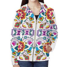 Load image into Gallery viewer, Geometric Floral Winter-White All Over Print Full Zip Hoodie for Women (Model H14) All Over Print Full Zip Hoodie for Women (H14) e-joyer 
