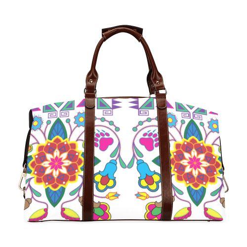 Geometric Floral Winter-White Classic Travel Bag (Model 1643) Remake Classic Travel Bags (1643) e-joyer 