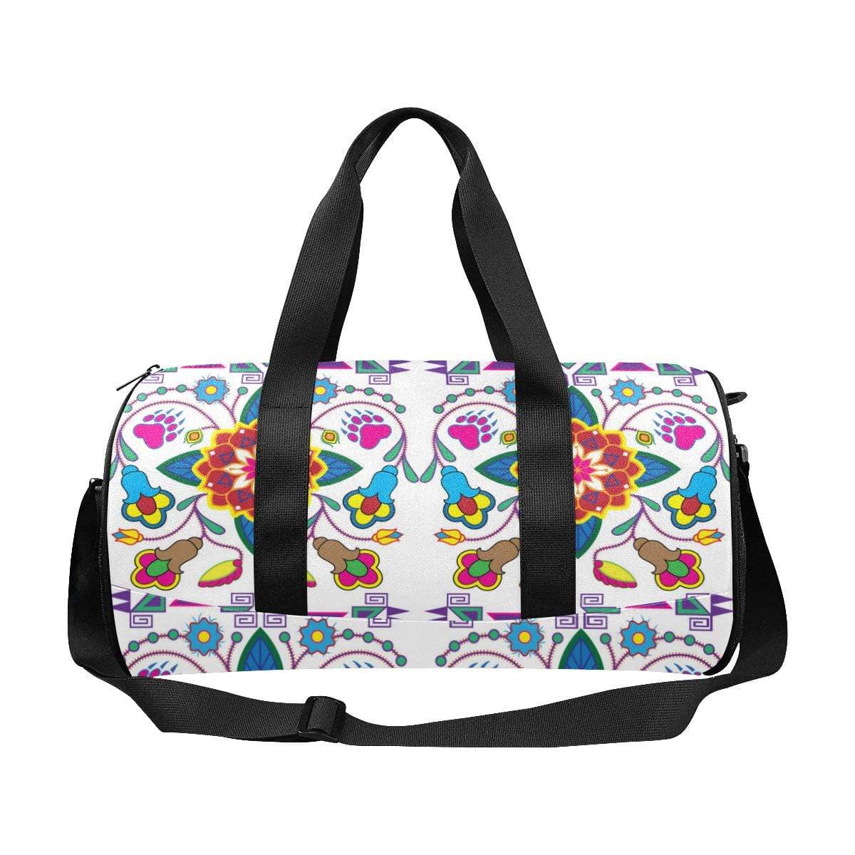 Geometric Floral Winter - White Duffle Bag (Model 1679) Duffle Bag (1679) e-joyer 