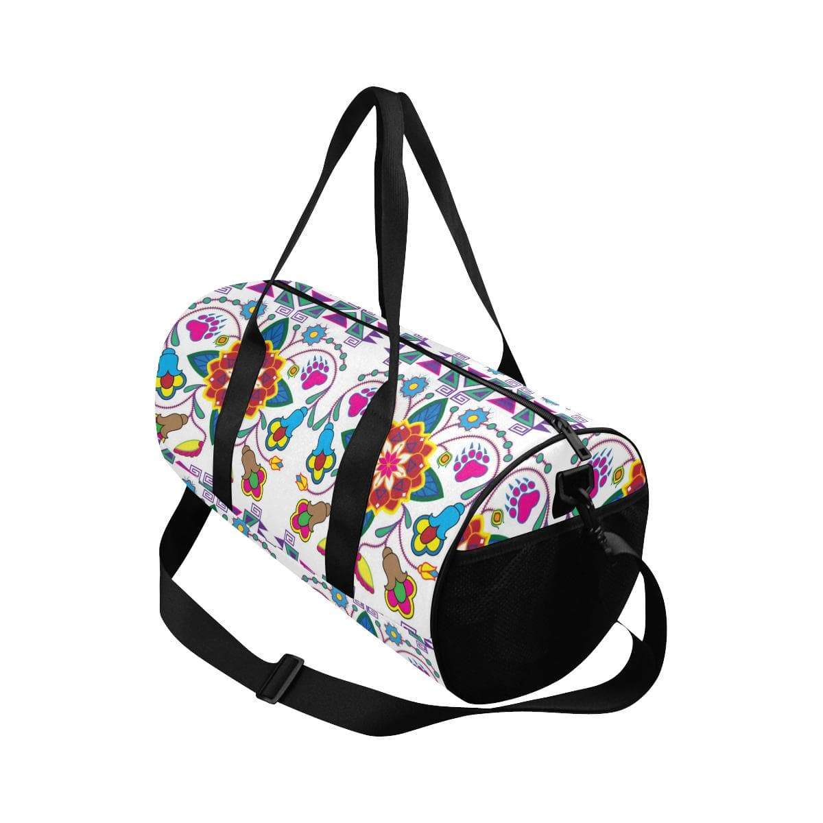 Geometric Floral Winter - White Duffle Bag (Model 1679) Duffle Bag (1679) e-joyer 