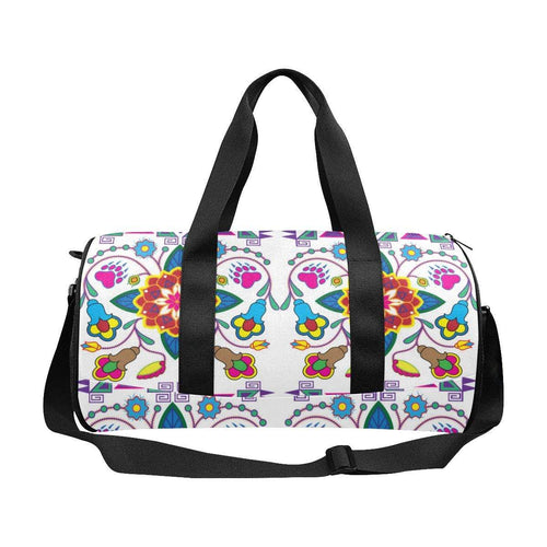 Geometric Floral Winter - White Duffle Bag (Model 1679) Duffle Bag (1679) e-joyer 