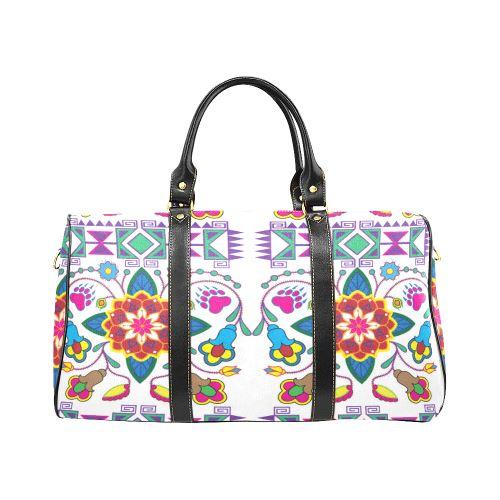 Geometric Floral Winter-White New Waterproof Travel Bag/Large (Model 1639) Waterproof Travel Bags (1639) e-joyer 