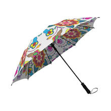 Load image into Gallery viewer, Geometric Floral Winter-White Semi-Automatic Foldable Umbrella Semi-Automatic Foldable Umbrella e-joyer 
