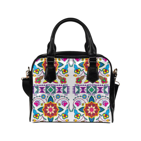 Geometric Floral Winter-White Shoulder Handbag (Model 1634) Shoulder Handbags (1634) e-joyer 