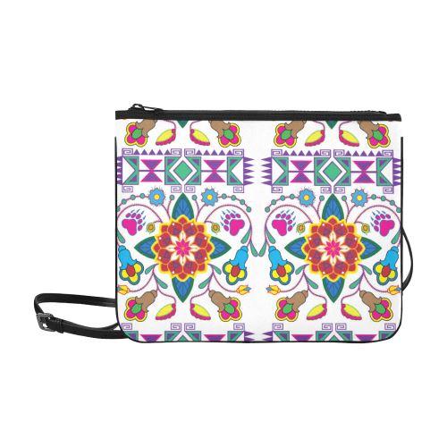 Geometric Floral Winter-White Slim Clutch Bag (Model 1668) Slim Clutch Bags (1668) e-joyer 