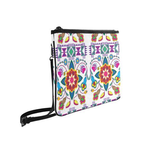 Geometric Floral Winter-White Slim Clutch Bag (Model 1668) Slim Clutch Bags (1668) e-joyer 