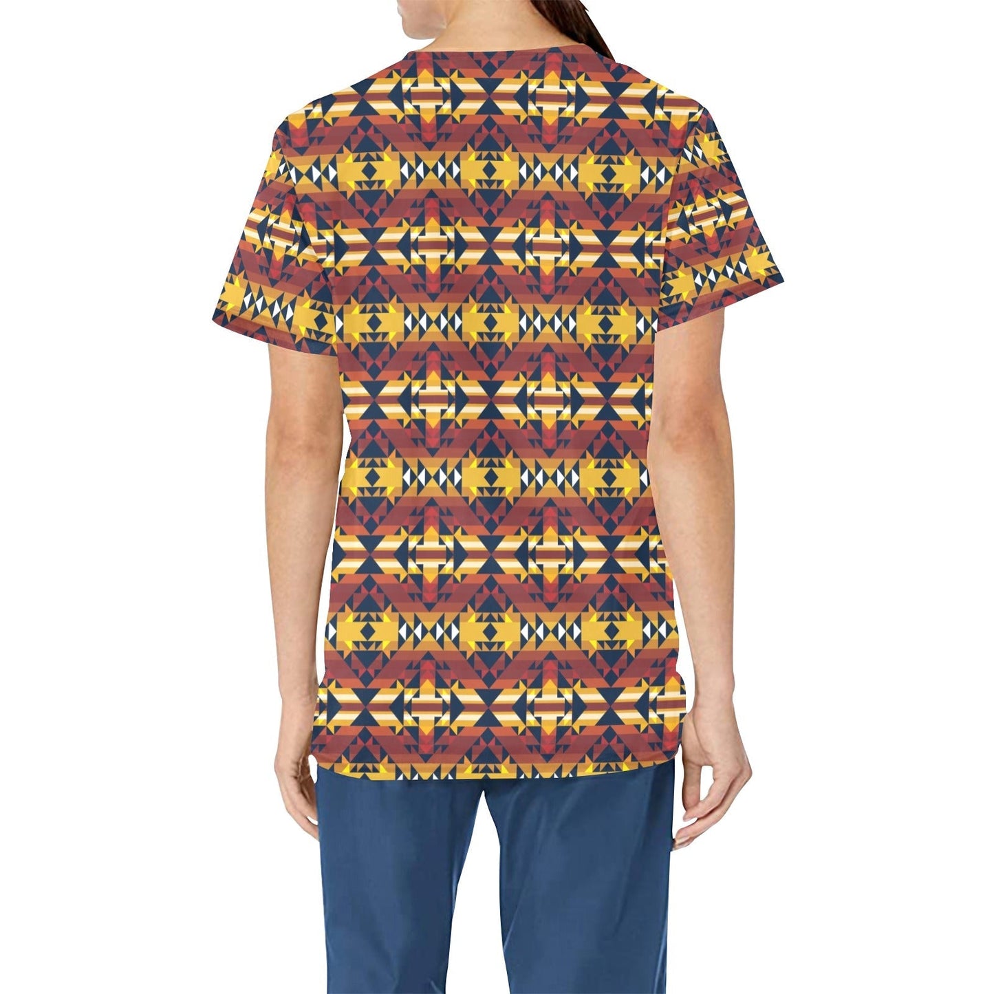 Golden Clouds All Over Print Scrub Top Scrub Top e-joyer 