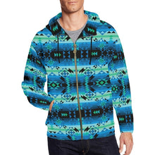 Load image into Gallery viewer, Green Star All Over Print Full Zip Hoodie for Men (Model H14) hoodie e-joyer 
