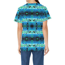 Load image into Gallery viewer, Green Star All Over Print Scrub Top Scrub Top e-joyer 
