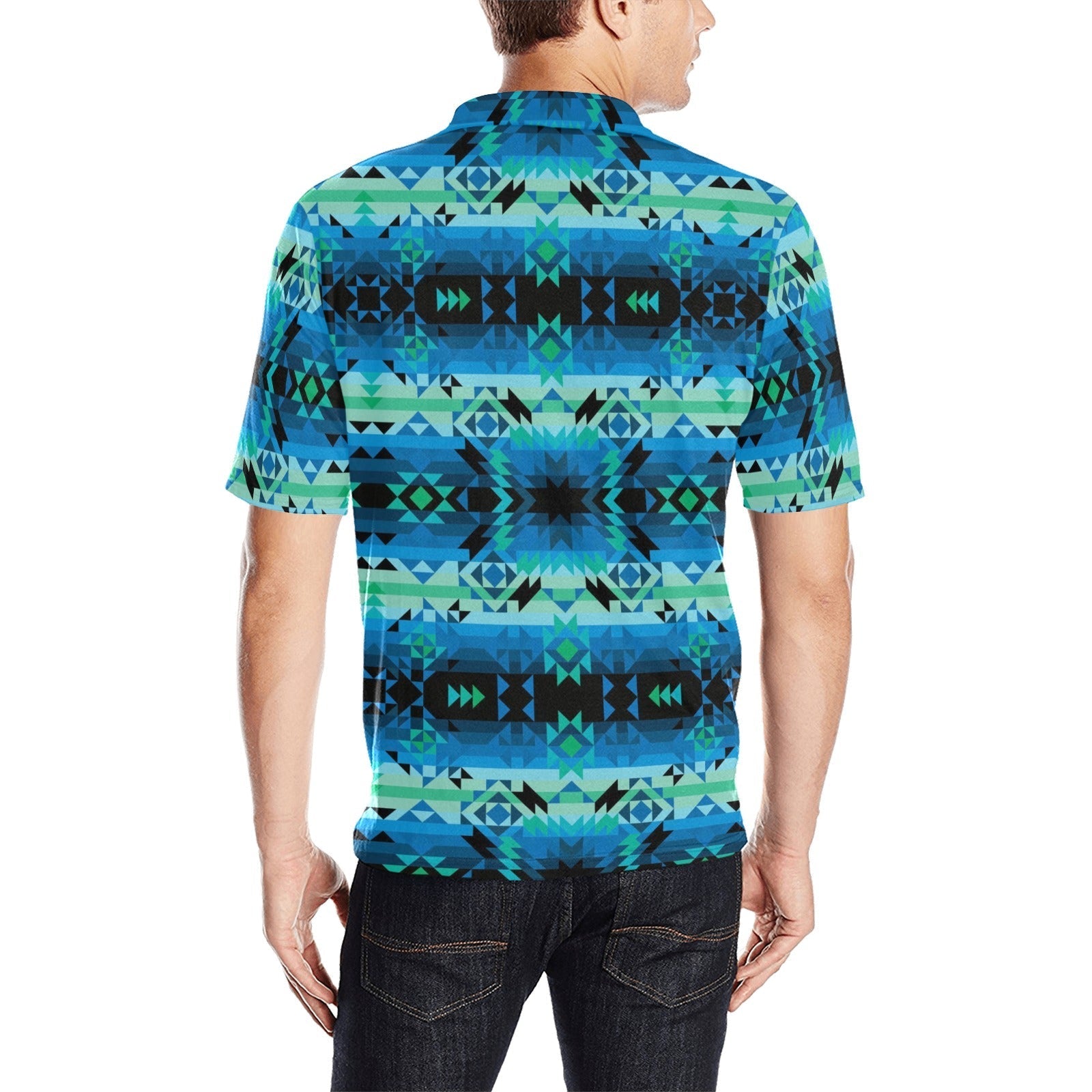 Green Star Men's All Over Print Polo Shirt (Model T55) Men's Polo Shirt (Model T55) e-joyer 