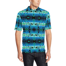 Load image into Gallery viewer, Green Star Men&#39;s All Over Print Polo Shirt (Model T55) Men&#39;s Polo Shirt (Model T55) e-joyer 
