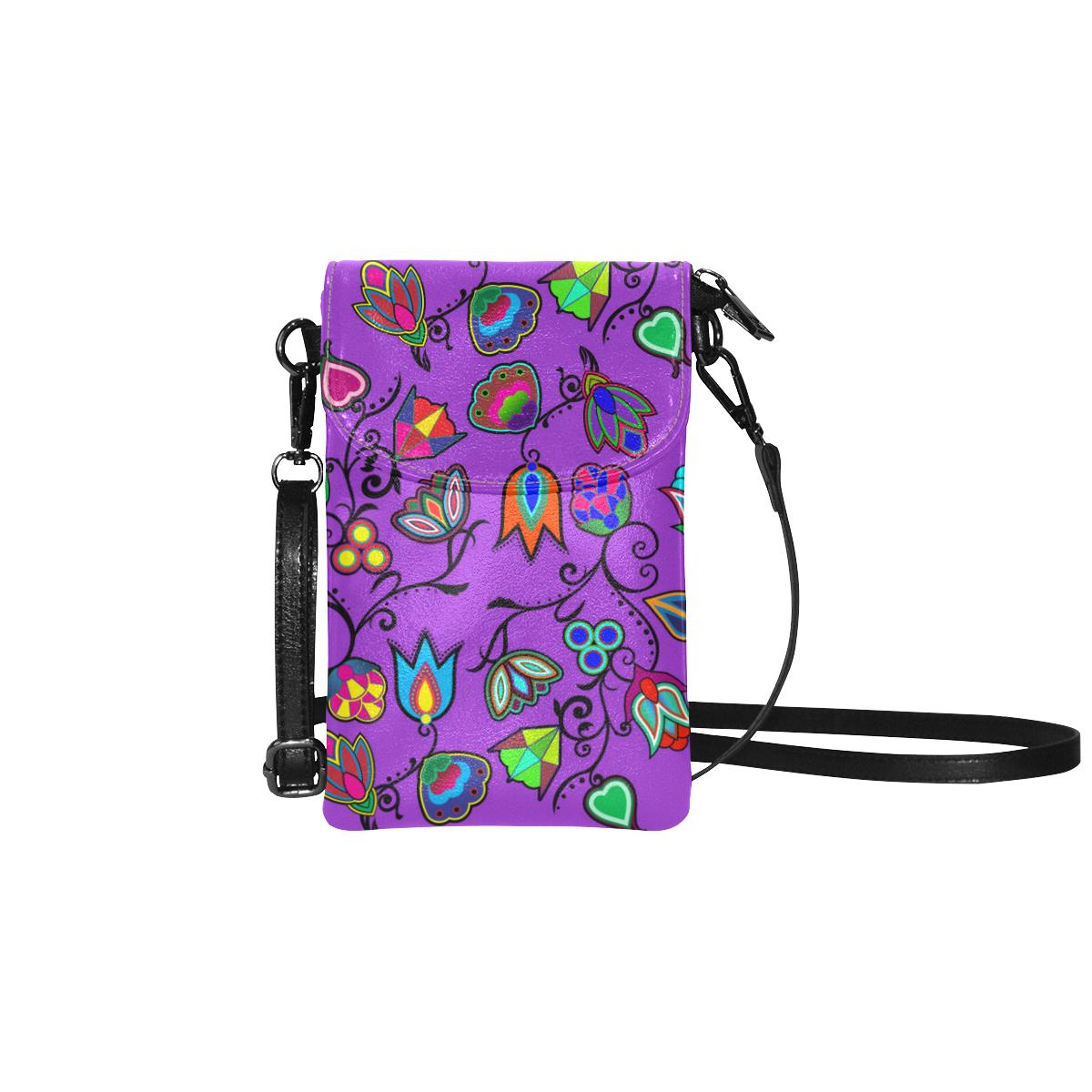 Indigenous Paisley - Dark Orchid Small Cell Phone Purse by 49 Dzine