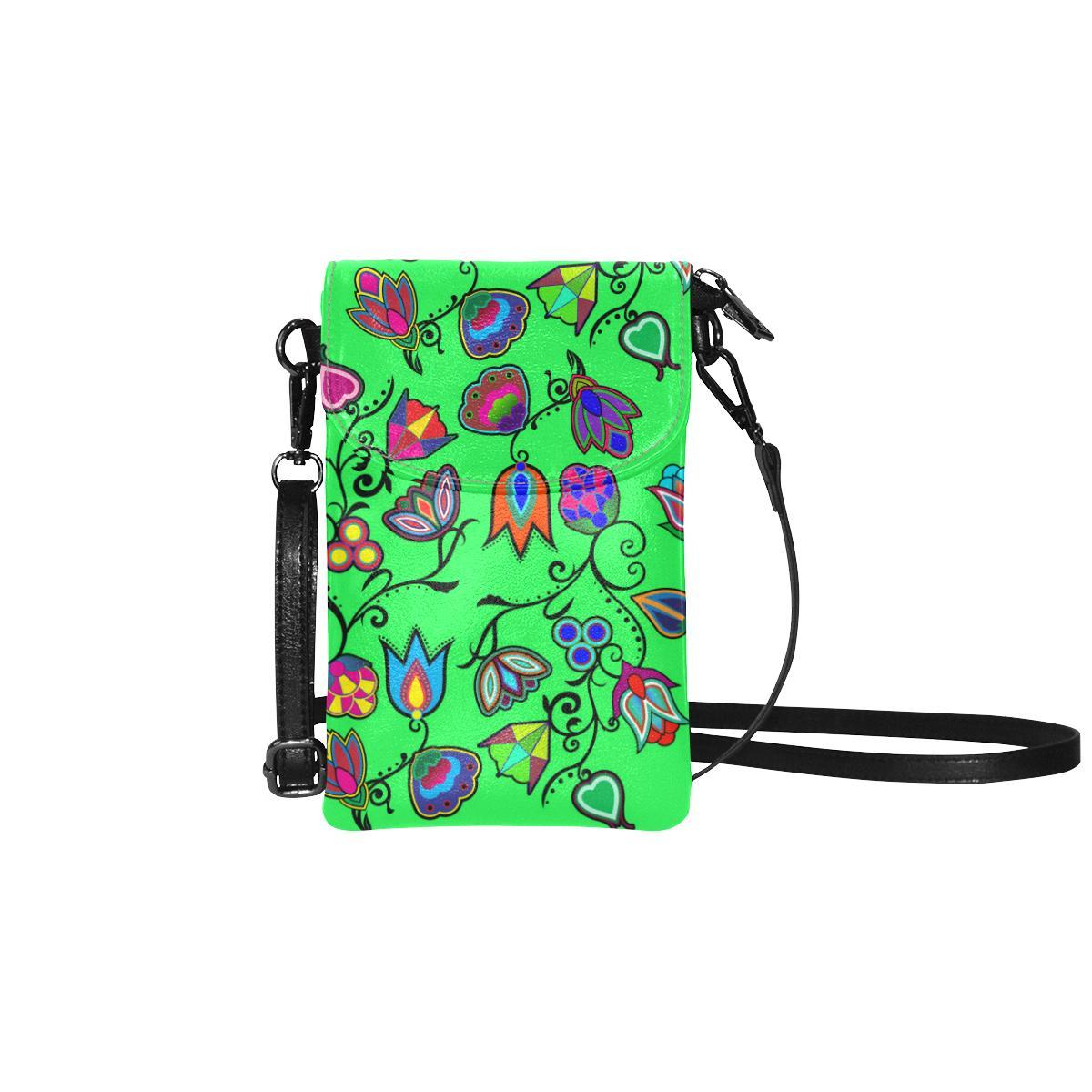 Indigenous Paisley - Green Small Cell Phone Purse by 49 Dzine