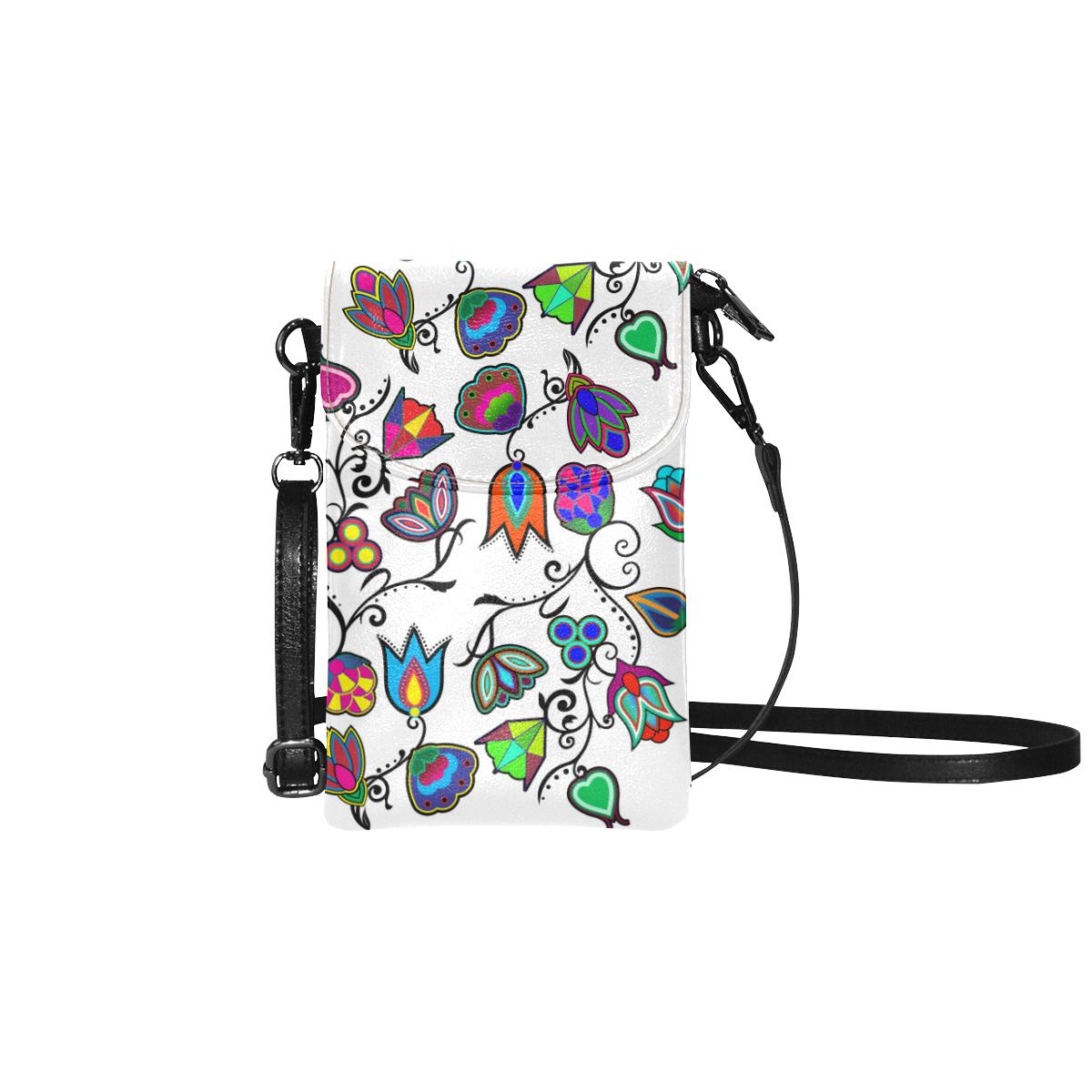 Indigenous Paisley - White Small Cell Phone Purse by 49 Dzine
