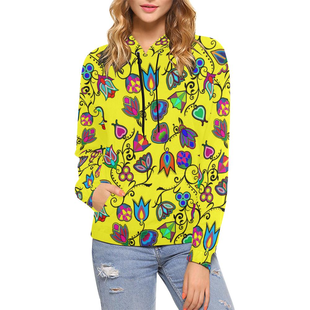 Indigenous Paisley - Yellow Hoodie for Women by 49 Dzine