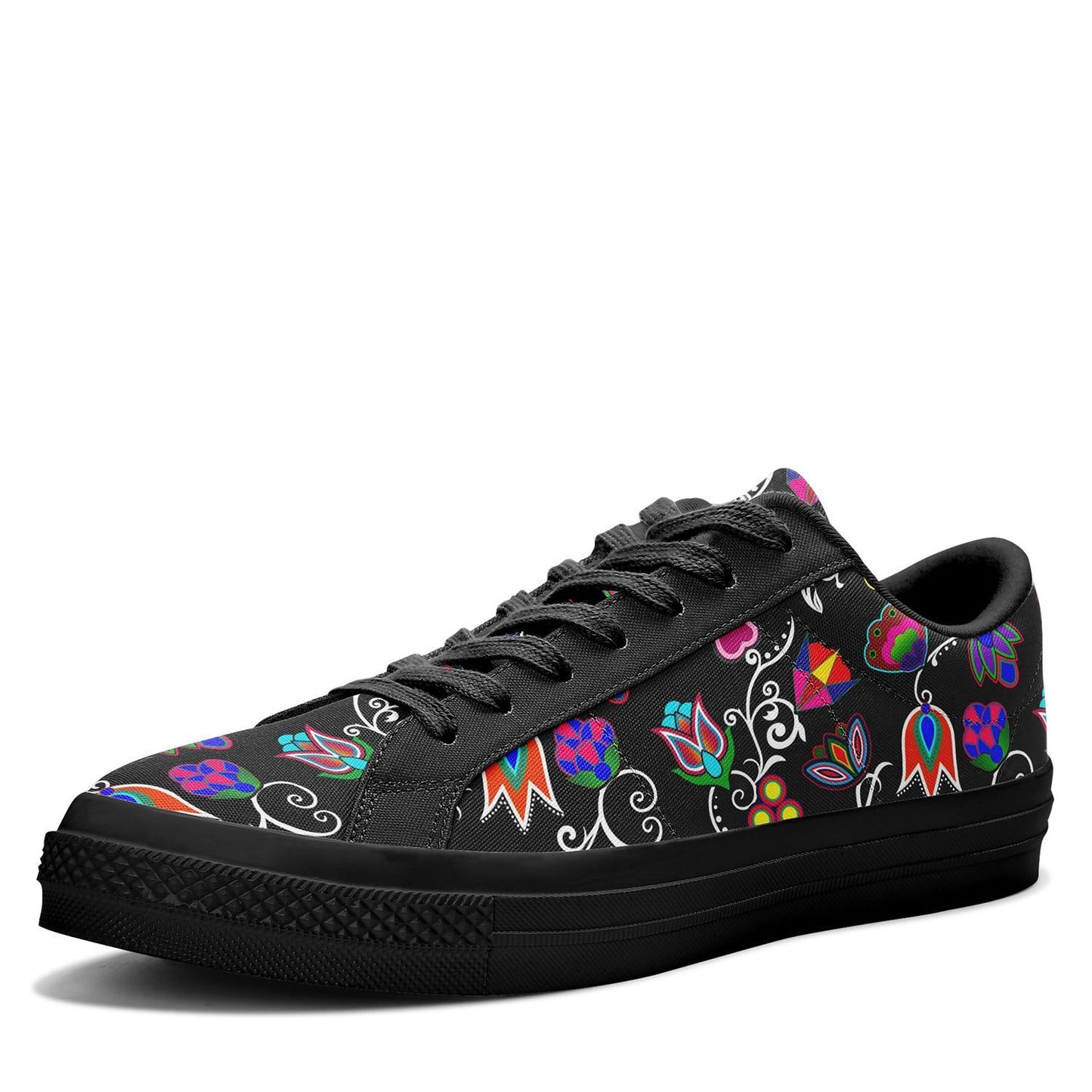 Indigenous Paisley Black Aapisi Low Top Canvas Shoes Black Sole 49 Dzine 