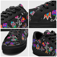 Load image into Gallery viewer, Indigenous Paisley Black Aapisi Low Top Canvas Shoes Black Sole 49 Dzine 
