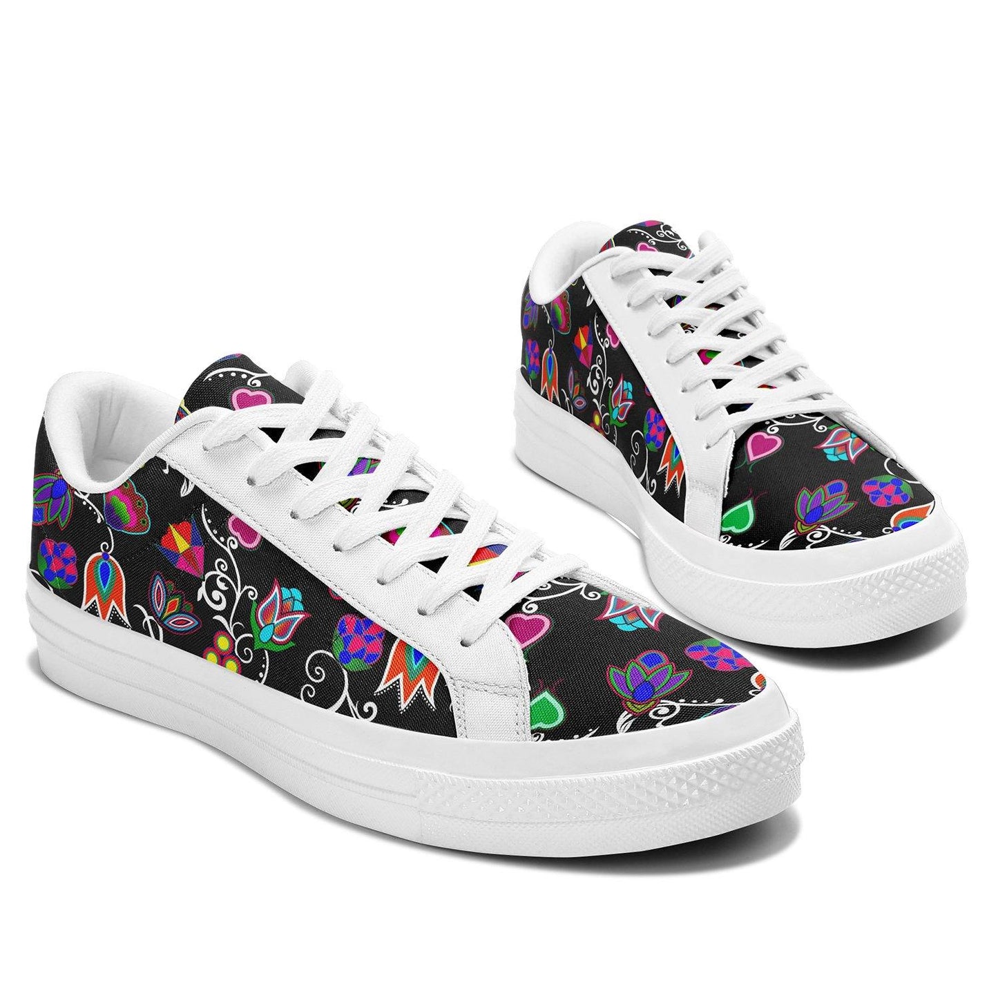 Indigenous Paisley Black Aapisi Low Top Canvas Shoes White Sole 49 Dzine 