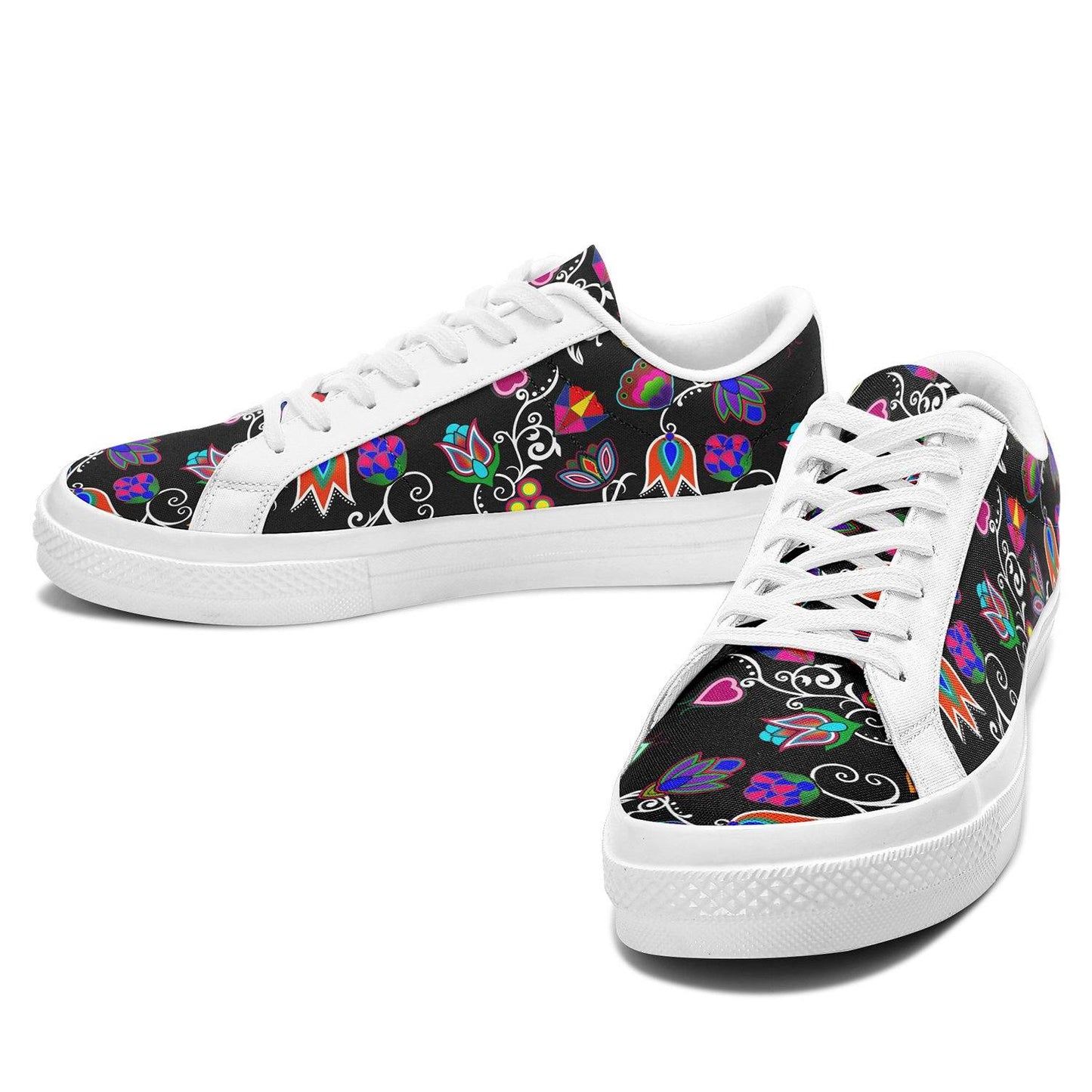 Indigenous Paisley Black Aapisi Low Top Canvas Shoes White Sole 49 Dzine 