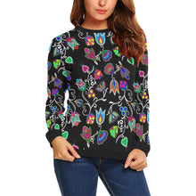 Load image into Gallery viewer, Indigenous Paisley Black All Over Print Crewneck Sweatshirt for Women (Model H18) Crewneck Sweatshirt for Women (H18) e-joyer 
