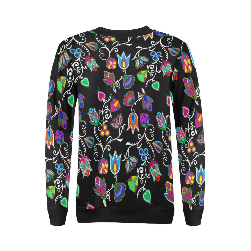 Indigenous Paisley Black All Over Print Crewneck Sweatshirt for Women (Model H18) Crewneck Sweatshirt for Women (H18) e-joyer 