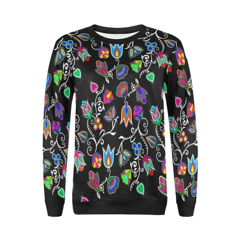 Indigenous Paisley Black All Over Print Crewneck Sweatshirt for Women (Model H18) Crewneck Sweatshirt for Women (H18) e-joyer 