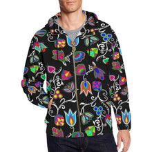 Load image into Gallery viewer, Indigenous Paisley Black All Over Print Full Zip Hoodie for Men (Model H14) All Over Print Full Zip Hoodie for Men (H14) e-joyer 
